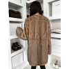 Hnědý faux fur kožešinový elegantní kabát SKELVIA (Veľkosť M/L)