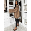 Hnědý faux fur kožešinový elegantní kabát SKELVIA (Veľkosť M/L)
