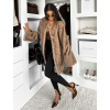 Hnědý faux fur kožešinový elegantní kabát SKELVIA (Veľkosť M/L)