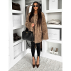 Hnedý faux fur kožušinový elegantný kabát SKELVIA