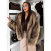 Hnědý faux fur krátký kožešinový kabátek ELUVION (Veľkosť M/L)