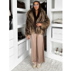 Hnědý faux fur krátký kožešinový kabátek ELUVION (Veľkosť M/L)
