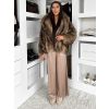 Hnědý faux fur krátký kožešinový kabátek ELUVION (Veľkosť M/L)