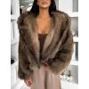 Hnědý faux fur krátký kožešinový kabátek ELUVION (Veľkosť M/L)