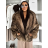Hnědý faux fur krátký kožešinový kabátek ELUVION (Veľkosť M/L)