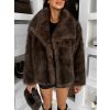 Hnědý kožešinový krátký kabátek ORVIAN (Veľkosť M/L)
