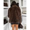 Hnědý kožešinový krátký kabátek ORVIAN (Veľkosť M/L)
