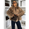 Hnedý kožušinový melírovaný kabátik AVELURE