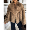 Hnedý kožušinový melírovaný kabátik AVELURE
