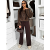 Hnědý stylový krátký faux fur kožíšek HILDAR (Veľkosť M/L)