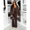 Hnědý stylový krátký faux fur kožíšek HILDAR (Veľkosť M/L)