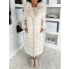 Krémová dlhá bunda REWONA s kožúškom