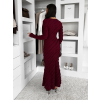 Vínové dlhé šaty FAYMONT s dlhým rukávom