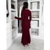 Vínové dlouhé šaty FAYMONT s dlouhým rukávem (Veľkosť M/L)
