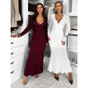 Vínové dlhé šaty FAYMONT s dlhým rukávom