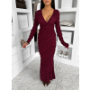 Vínové dlhé šaty FAYMONT s dlhým rukávom