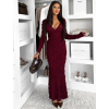 Vínové dlhé šaty FAYMONT s dlhým rukávom