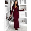 Vínové dlouhé šaty FAYMONT s dlouhým rukávem (Veľkosť M/L)