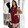 Vínové elegantné krátke koktailové šaty LUNAVIA