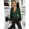 Zelený elegantní top MIRELLON s dlouhým rukávem (Veľkosť M/L)