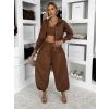 Hnědý bavlněný kalhotový komplet MOCHACA (Veľkosť ONESIZE)