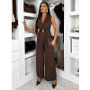 Hnedý elegantný dlhý overal ZYMORIA s opaskom