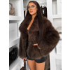 Hnedý faux fur kožušinový krátky kabátik AZHARI