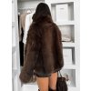 Hnedý faux fur kožušinový krátky kabátik AZHARI