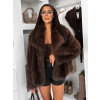 Hnedý faux fur kožušinový krátky kabátik AZHARI