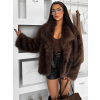 Hnedý faux fur kožušinový krátky kabátik AZHARI