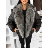 Tmavo hnedá koženková bunda NUVIRA s kožušinou