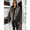 Tmavo hnedá koženková bunda NUVIRA s kožušinou