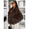 Tmavo hnedý kožušinový kabátik OSHARI