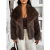 Tmavo hnedý kožušinový kabátik OSHARI