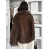 Tmavo hnedý kožušinový kabátik OSHARI