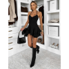 Čierne koktailové volánikové mini šaty FIORINA