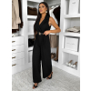 Čierny elegantný dlhý overal ZYMORIA s opaskom