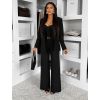 Černý kalhotový kostým dámský oblek CARISIA (Veľkosť ONESIZE)