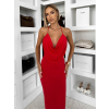 Červené dlhé priliehavé šaty OVRIDA