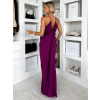 Fialové dlhé riasené spoločenské šaty MIRRU