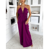 Fialové dlhé riasené spoločenské šaty MIRRU