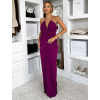 Fialové dlhé riasené spoločenské šaty MIRRU