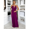 Fialové dlhé riasené spoločenské šaty MIRRU