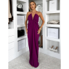 Fialové dlhé riasené spoločenské šaty MIRRU