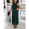 Smaragdové dlhé šaty DLEGO s opaskom