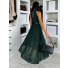 Smaragdové dlhé šaty DLEGO s opaskom