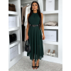 Smaragdové dlhé šaty DLEGO s opaskom