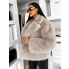 Béžový faux fur krátky kožušinový kabátik MORVEN