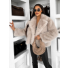 Béžový faux fur krátky kožušinový kabátik MORVEN