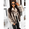Bielohnedý kožušinový faux fur krátky kabátik CALORY